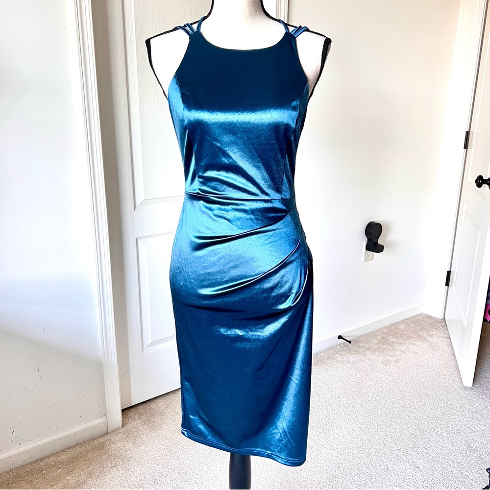 GRACE KARIN Satiny Strappy Back Ruched Homecoming Dress—SZ. Small - Picture 1 of 17